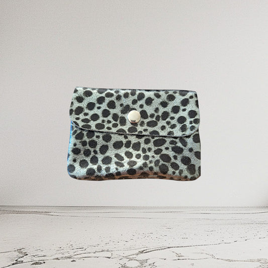 Kleine Geldbörse aus echtem Leder – Silbergrau im Leodesign